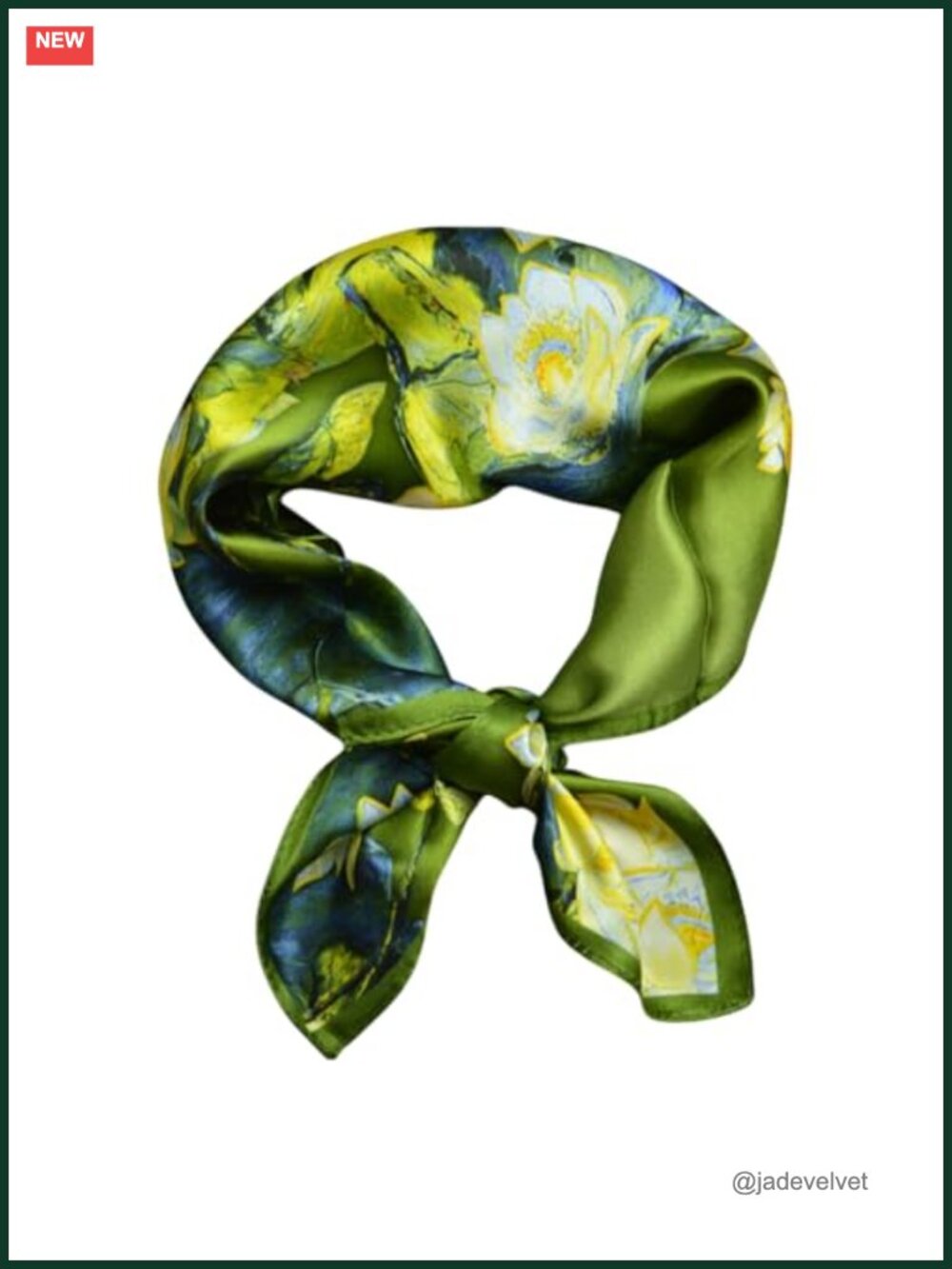 100% Mulberry Silk 21" Square Neck Scarf Floral Neckerchief